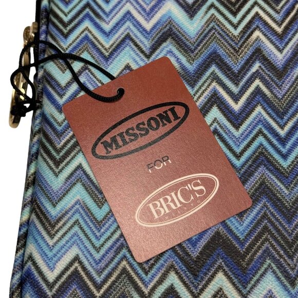 NWT Missoni For Bric’s Travel Laptop Tablet Case Blue Zigzag Italian Designer - Picture 7 of 14